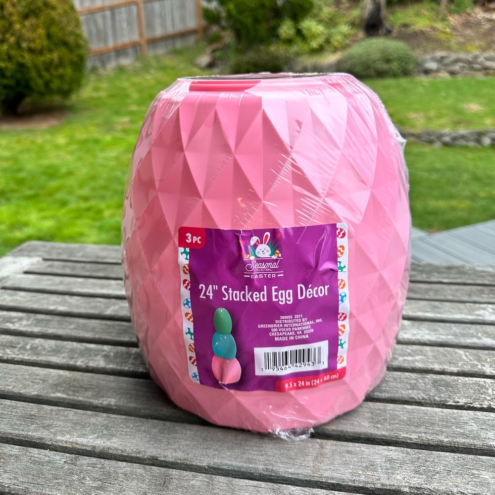 Dollar Tree Viral Stacked Easter Eggs Pastel Plastic Decor Craft 24" High NEW